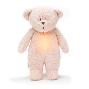 Moonie – ourson nature bio avec sons & lumières couleur rose blush vendu par rêves de fil