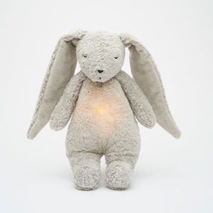 Moonie Peluche lapin nature bio avec sons & lumières gris vendu par rêves de fil
