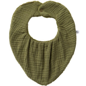 Un joli bandana absorbant en gaze de coton et éponge bambou à personnaliser, couleur vert fougère. Vendu par Rêves de fil.