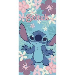 Serviette de bain ou de plage Stitch fleurs personnalisable vendu par rêves de fil.