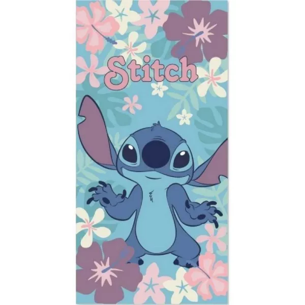 Serviette de bain ou de plage Stitch fleurs personnalisable vendu par rêves de fil.