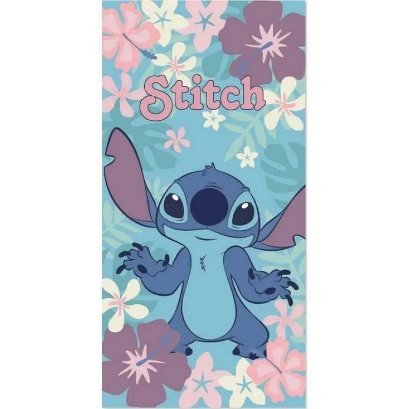 Serviette de bain ou de plage Stitch fleurs personnalisable vendu par rêves de fil.