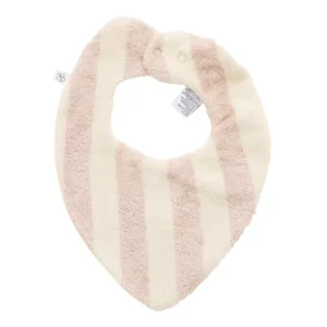 Bavoir-bandana réversible bambou gaze de coton rayée ivoire galet bébé and co par reves de fil