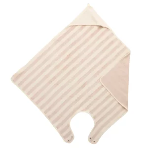Cape de bain tablier en bambou et gaze rayée ivoire/ galet de bébé and co par rêves de fil