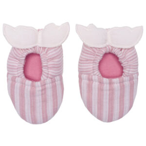 Chaussons avec ailes d’ange rayé vieux rose BB&co par rêves de fil