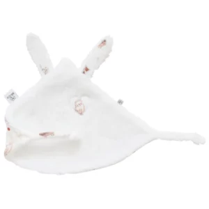 Doudou lapin petit cœur – microfibre blanc / imp. clairière