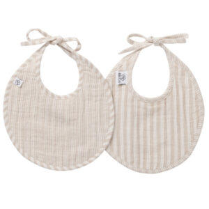Lot de 2 bavoirs naissance rayé galet – Soft Stripes de BB&Co vendu par rêves de fil