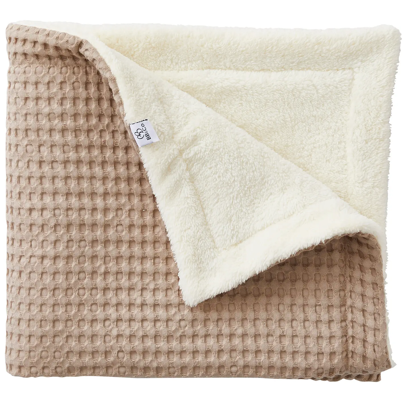 Maxi couverture bébé en coton gaufré latte de Bb&Co par reves de fil