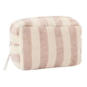 Trousse de toilette en bambou (doublure imperméable) rayée ivoire galet de Bb&Co par reves de fil