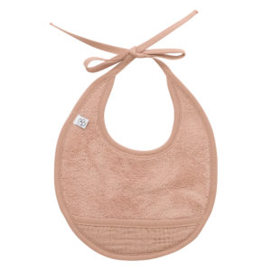 Bavoir naissance bambou et gaze de coton, couleur Mocha. Vendu par Rêves de Fil.